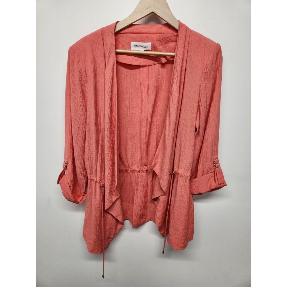 Calvin Klein Women's Coral Flyaway Cinched Waist Open Cardigan Jacket, Size XL
